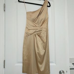 Gold one shoulder cocktail dress